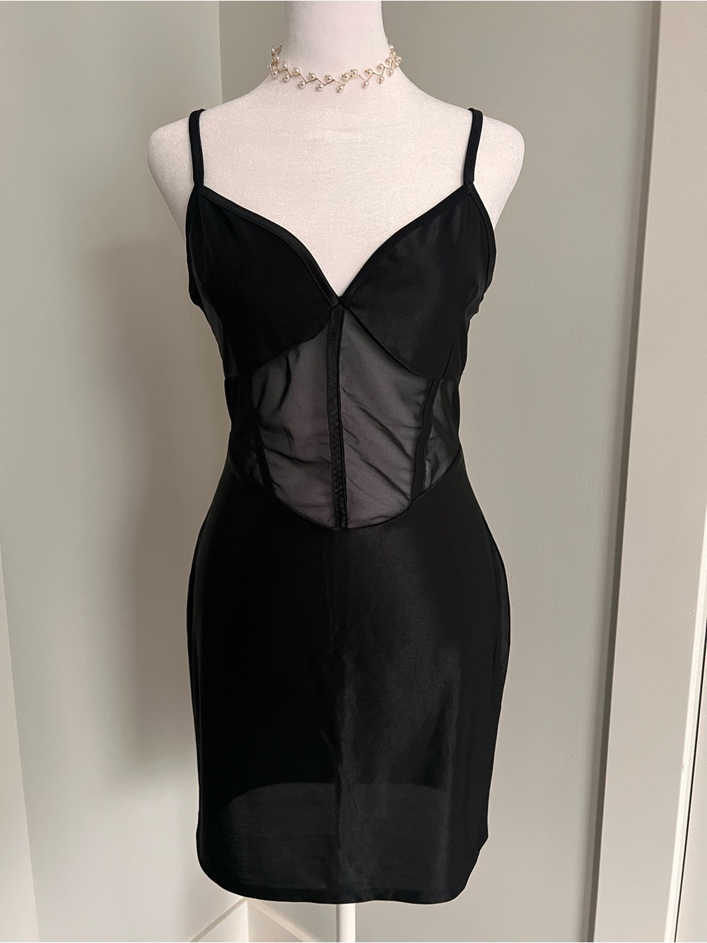 ASOS Black Sheer-Panel Slip Dress